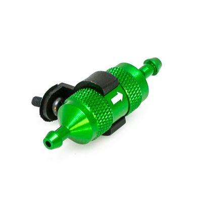 Vert Filtre a carburant alu (dit a metaux frites) anodise + support