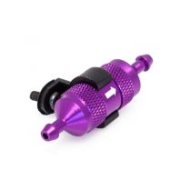 Violet Filtre a carburant alu (dit a metaux frites) anodise + support