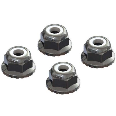AR708008 Flanged Nyloc Locknut 4mm Silver (4) - HORIZON HOBBY - R�f�rence: ARAC9699
