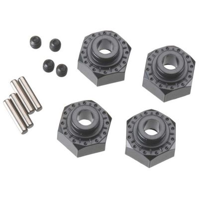AX30429 Aluminum Hex Hub 12mm Black (4) - HORIZON HOBBY - R�f�rence: AXIC0429