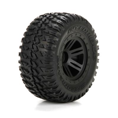 AMP MT/DB 1/10 - Pneus av/arr mont�s sur jantes noires (2) - HORIZON HOBBY - R�f�rence: ECX43012