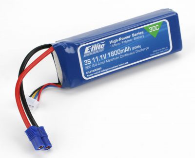 E-FLITE Accu Li-Po 1800mAh 3S 11.1V 30C,13AWG EC3 - HORIZON HOBBY - R�f�rence: EFLB18003S30
