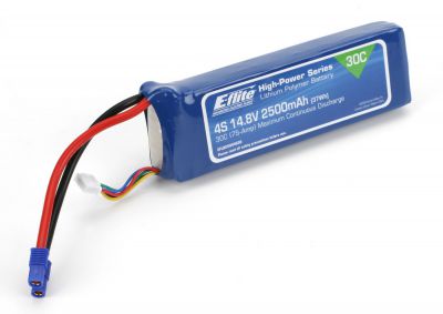 Accu Li-Po 2500mAh 4S 14.8V 30C, 12AWG EC3 - HORIZON HOBBY - R�f�rence: EFLB25004S30