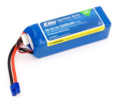 Batterie Li-Po 22,2V 6S 3200mA 30C avec prise EC3 - HORIZON HOBBY - R�f�rence: EFLB32006S30
