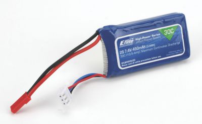 Accu Li-Po 450mAh 2S 7.4V 30C, 18AWG JST - HORIZON HOBBY - R�f�rence: EFLB4502SJ30