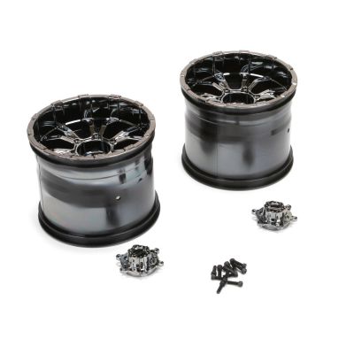 LST - Jantes 420S Force avec enjoliveur, chrome fum� (2) - HORIZON HOBBY - R�f�rence: LOS44000