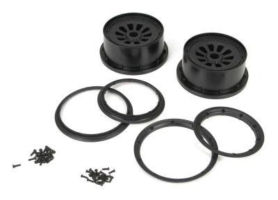 5T - Jante avec anneaux beadlock noirs (2) - HORIZON HOBBY - R�f�rence: LOSB7034