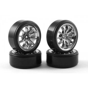 Pneus 1/10th DRIFT mont�s/coll�e jantes Or - FAST0090C