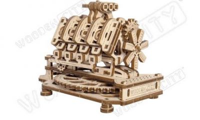 Moteur V8 - Maquertte en bois � construire - PUZZLE 3D WOODEN CITY