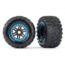 2 PNEUS + JANTES BLEU TOUT TERRAIN 2.8\  TRAXXAS MAXX - TRAXXAS TRX8972A