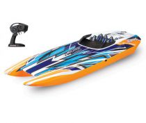 CATAMARAN DCB M41 40\'\' RTR TQi TSM (Blanc, Bleu, Orange) - SANS AQ/CHG - TRX57046-4-ORNGX- TRAXXAS