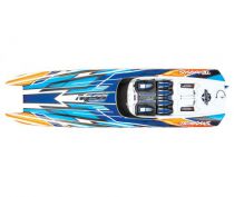 CATAMARAN DCB M41 40\'\' RTR TQi TSM (Blanc, Bleu, Orange) - SANS AQ/CHG - TRX57046-4-ORNGX- TRAXXAS