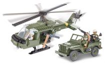 Cobi - 24254 - Small Army - Jeep Willys MB + hélicoptère 250 pièces 3 personnages