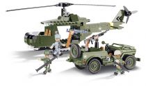 Cobi - 24254 - Small Army - Jeep Willys MB + hélicoptère 250 pièces 3 personnages