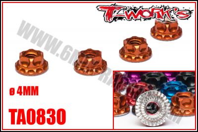 �crous de Roues �4mm \ Orange\  All�g�s T-WORK\'S (4 Pcs)