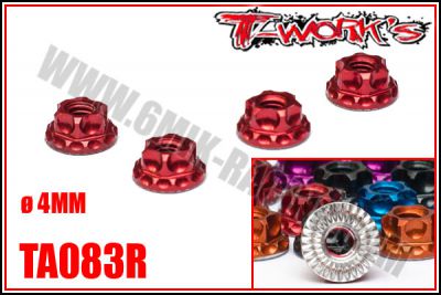 �crous de Roues �4mm \ Rouge\  All�g�s T-WORK\'S (4 Pcs)
