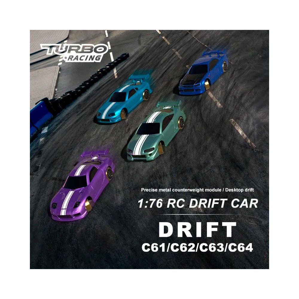 Ensemble 1/76ème micro drift voiture verte + piste drift - TB-C62-COMBO