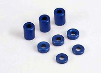 ENTRETOISES ALU ANODISEES BLEU 3X6X8MM (3) / 3X6X1,5MM (2)