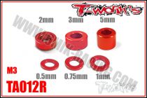 Entretoises alu M3 Rouges T-Work\'s (4x6 tailles)