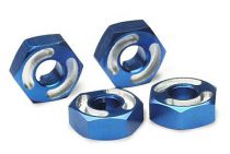 HEXAGONES DE ROUES 6061-T6 ALU ANODISES BLEU + GOUPILLES (4)