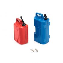 Jerrican rouge + réservoir bleu en plastique avec fixations - accessoire pour crawler - Hobbytech - HT-SU1801046