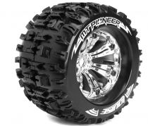 Louise RC - MT-PIONEER - 1-8 Monster Truck Tire Set - Mounted - Sport - Felgen 3.8 Chrom - 1/2-Offset - Hex 17mm - L-T3218CH