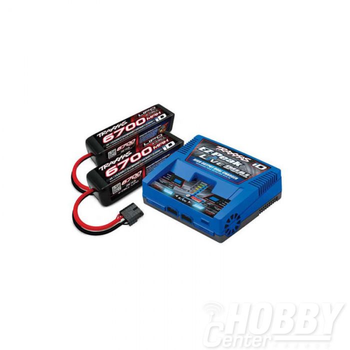 PACK X MAXX 8S - CHARGEUR DUO 2973G + 2 LIPO 4S 6700MAH 2890X - TRAXXAS 2977