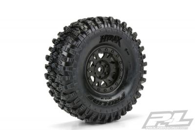 PL10128-10 - PROLINE - Pneus HYRAX G8 crawler 1/10 mont�s sur jantes beadlock Impulse noires
