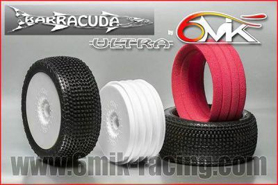 Pneu 6Mik BARRACUDA Green + Jante Blanche + Insert Ultra non coll� (la paire) - TKU14V - Pi�ces et Options 6Mik