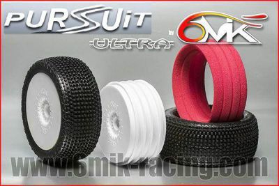 Pneu 6Mik PURSUIT Blue + Jante Blanche + Insert Ultra non coll� (la paire) - TKU12B - Pi�ces et Options 6Mik