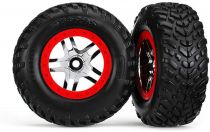 PNEUS +  JANTES  CHROME ROUGE BEADLOCK (2) (4WD F/R, 2WD AR) (TSM)