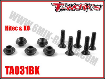 Rondelles alu de servo Hitech / KO noires T-Work\'s (5 �4,2)