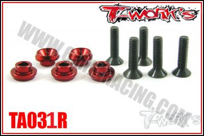 Rondelles alu de servo Hitech / KO Rouge T-Work\'s (5 �4,2)