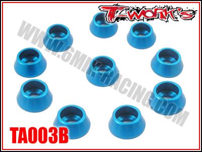 Rondelles cuvettes M3 bleues T-Work\'s pour vis M3 TC (10)