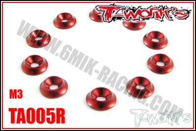 Rondelles cuvettes M3 Rouges T-Work\'s pour vis Frais�es (10)