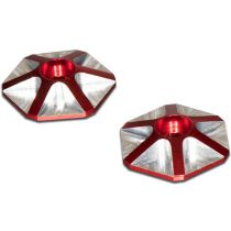 Rondelles d\'aileron OPTIMA 1/8  hexagonales en ergal rouge (2 pcs)