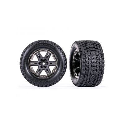 Roues et jantes coll�es RXT 2.8/GRAVIX chrom�es noir (x2) - Traxxas 6764-BLKCR
