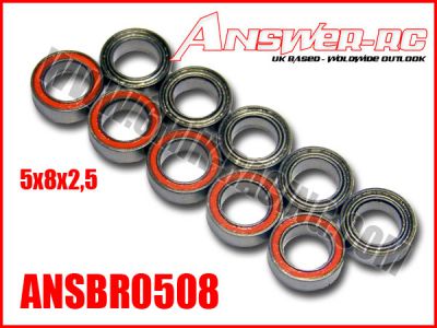 Roulements 5x8x2,5mm Flasqu�s �tanches ANSWER-RC (10 pcs)