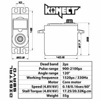 Servo 21kg 0.16s Digital pignons métal - KONECT - KN-2116LVMG