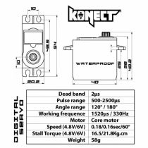 Servo Digital 21kg-0.16s Etanche pignons m&eacute;tal - KONECT - KN-2113LVWP