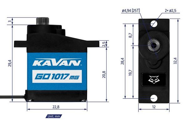 SERVO DIGITAL GO-1017MG 0,10S/60, 4,5KG KAV20.1017MG