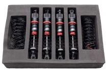 Set 4 amortisseurs aluminium 1/12 85mm + kit 3 ressorts (H/M/S) s\'adapte sur Funtek STX et SBX htr-572085