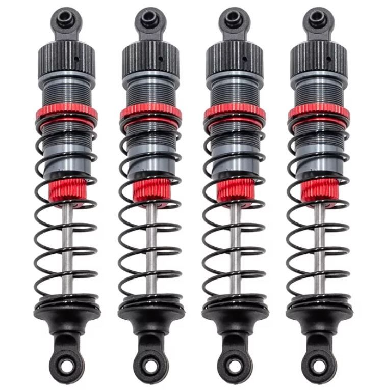 Set 4 amortisseurs aluminium 1/12 85mm + kit 3 ressorts (H/M/S) s\'adapte sur Funtek STX et SBX htr-572085