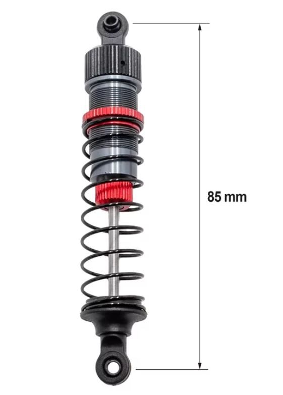 Set 4 amortisseurs aluminium 1/12 85mm + kit 3 ressorts (H/M/S) s\'adapte sur Funtek STX et SBX htr-572085