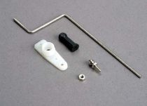 STEERING ROD/ PLASTIC ROD END/ CHROME THREADED BALL & NUT/ SERVO HORN