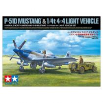 TAMIYA 25205 1/48 North American P-51D Mustang & 1/4 ton 4x4 Light Vehicle Set