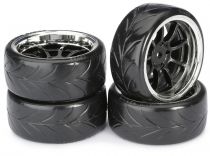 Train de roues Drift LP \ 9 battons/Profile B\  noir/chromé 1/10ème (4pcs) - WHEEL DEAL