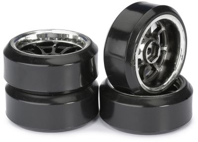 Train de roues Drift LP \ 9 battons/Profile C\  noir/chrom� 1/10�me (4pcs) - WHEEL DEAL