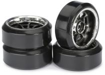 Train de roues Drift LP \ 9 battons/Profile C\  noir/chromé 1/10ème (4pcs) - WHEEL DEAL