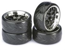 Train de roues Drift LP \ Comb/Profile A\  noir/chromé 1/10ème (4pcs) - WHEEL DEAL